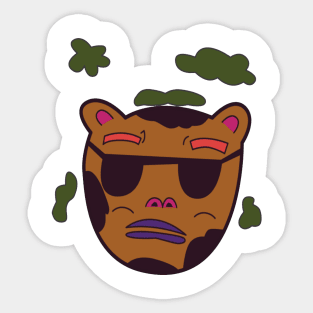 Honey Bear Green Clouds Sticker